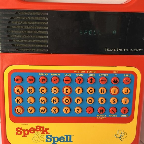Vtg 1978 TI Speak and Spell Tested and Works Raised Buttons Orig Box & Booklet - Picture 3 of 16